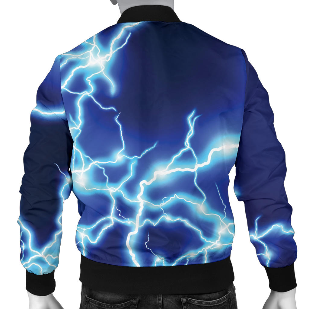Lightning Thunder Pattern Print Design 04 Men Bomber Jacket