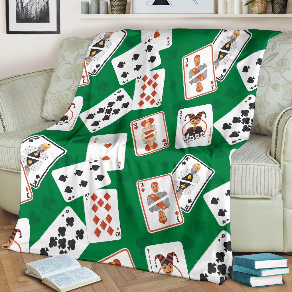 Poker Cards Pattern Print Design A03 Premium Blanket