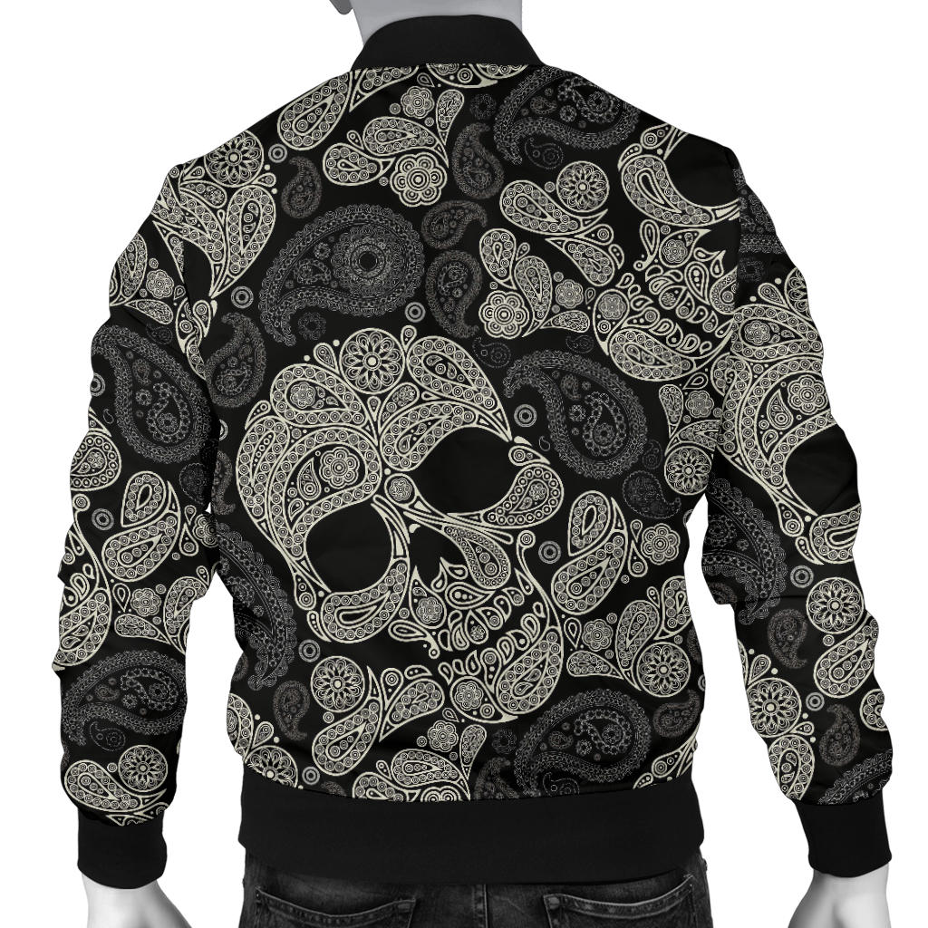 Paisley Skull Pattern Print Design A01 Men Bomber Jacket