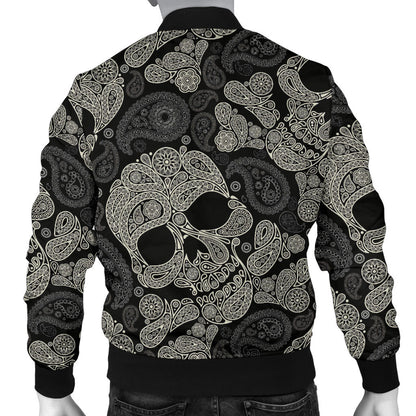 Paisley Skull Pattern Print Design A01 Men Bomber Jacket