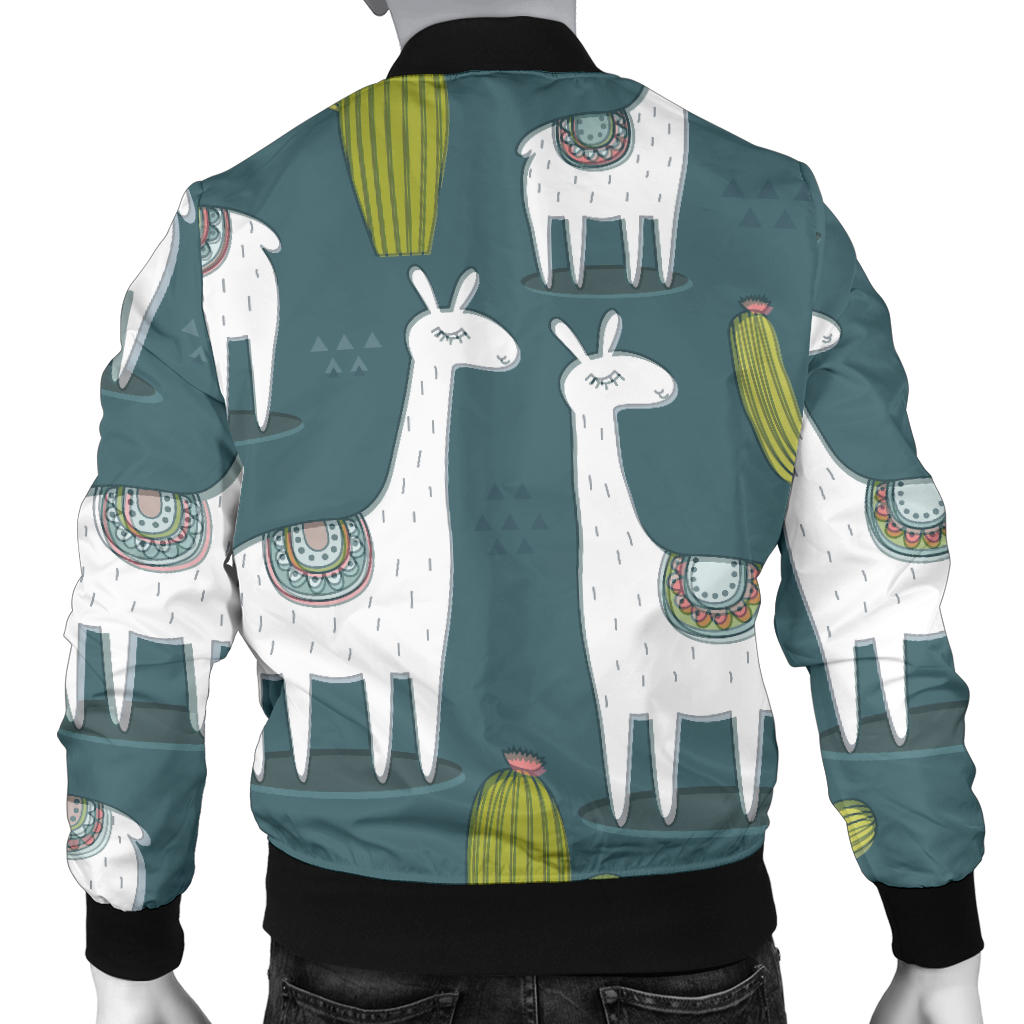 Llama Cactus Pattern Print Design 03 Men Bomber Jacket