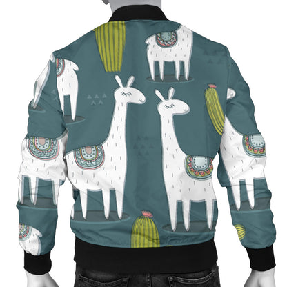 Llama Cactus Pattern Print Design 03 Men Bomber Jacket