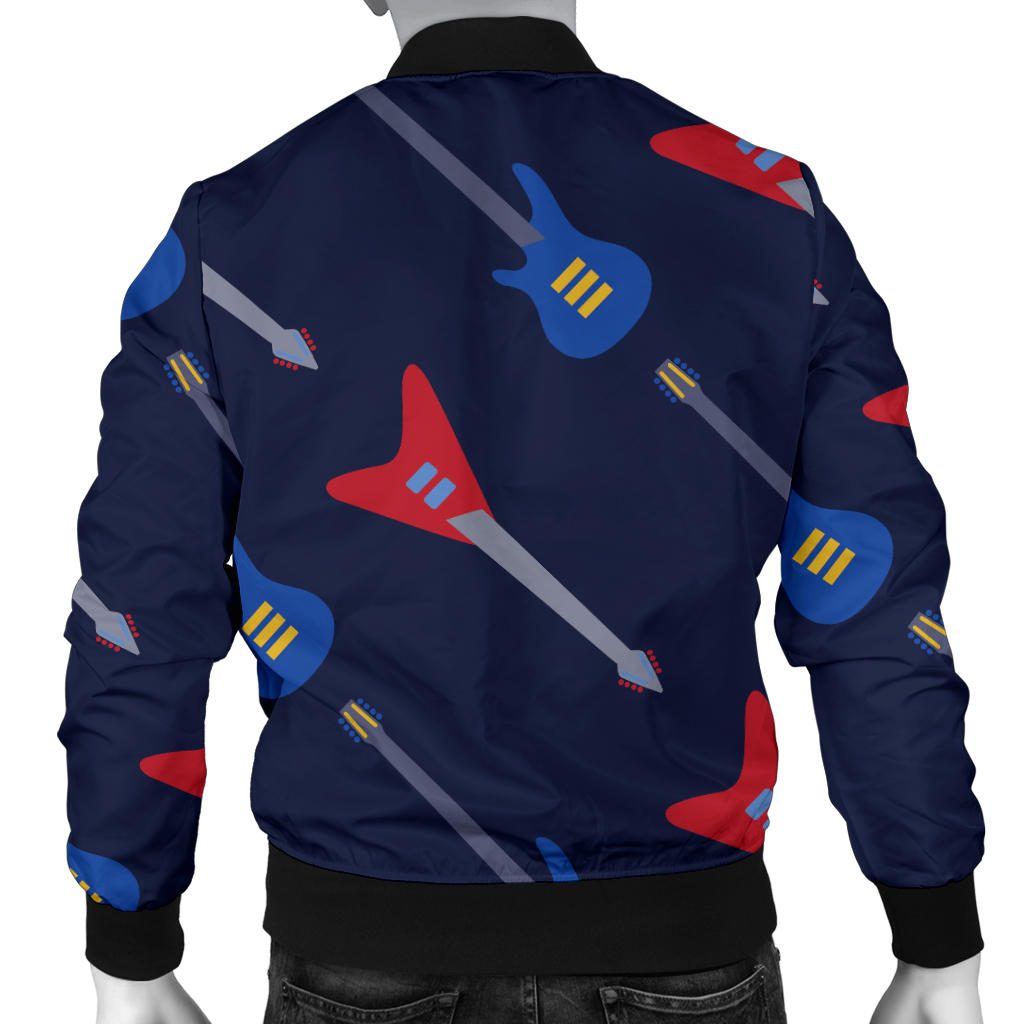 Electric Guitar Pattern Print Design 01 Men Bomber Jacket
