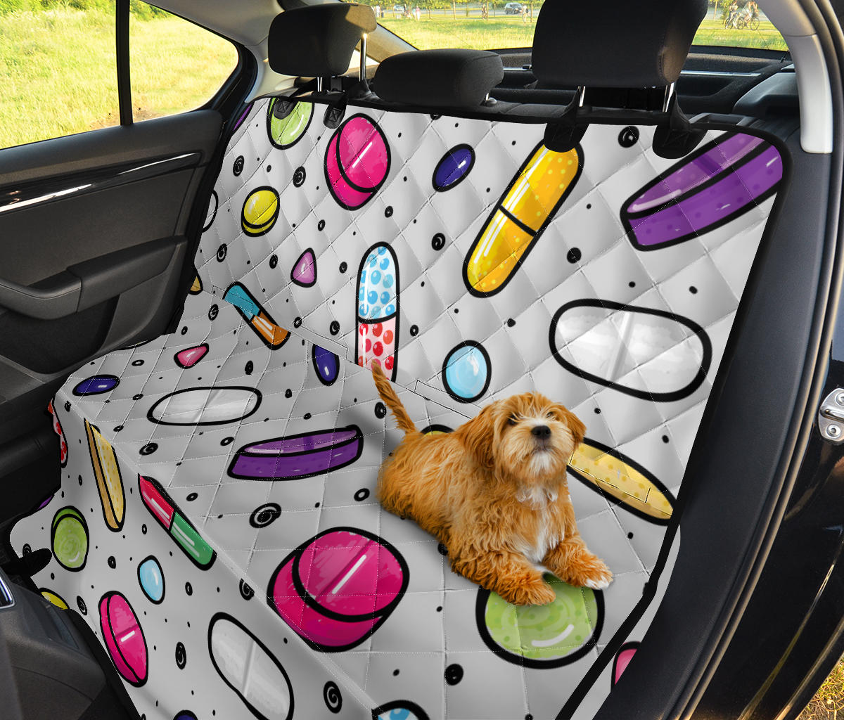 Pill Pattern Print Design A04 Rear Dog Car Seat Cover Hammock