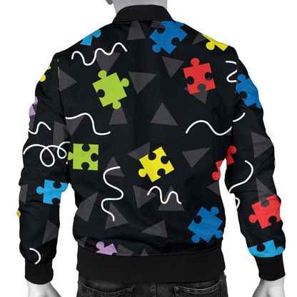 Autism Awareness Pattern Print Design 01 Men Bomber Jacket