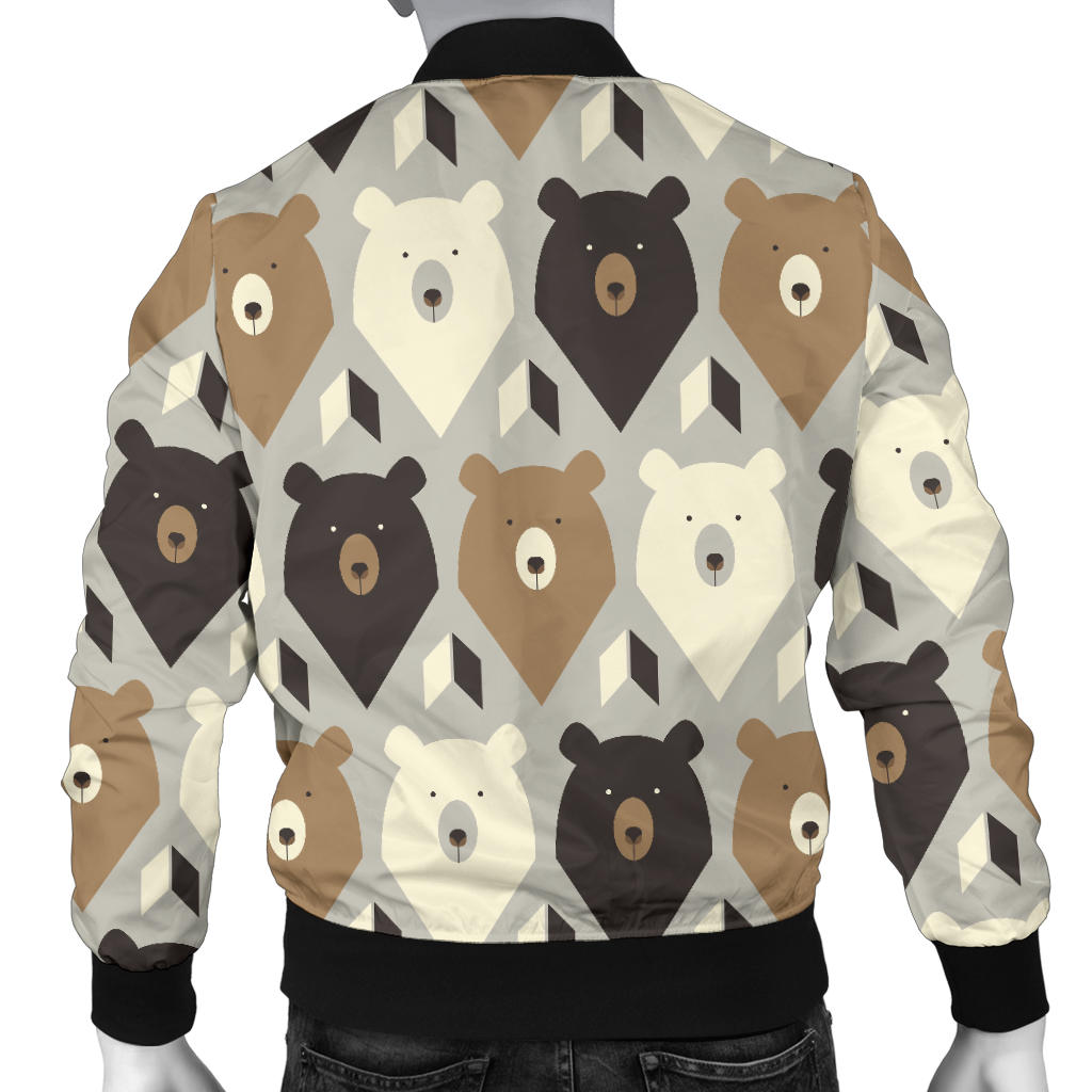 Bear Pattern Print Design 04 Men Bomber Jacket