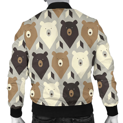 Bear Pattern Print Design 04 Men Bomber Jacket