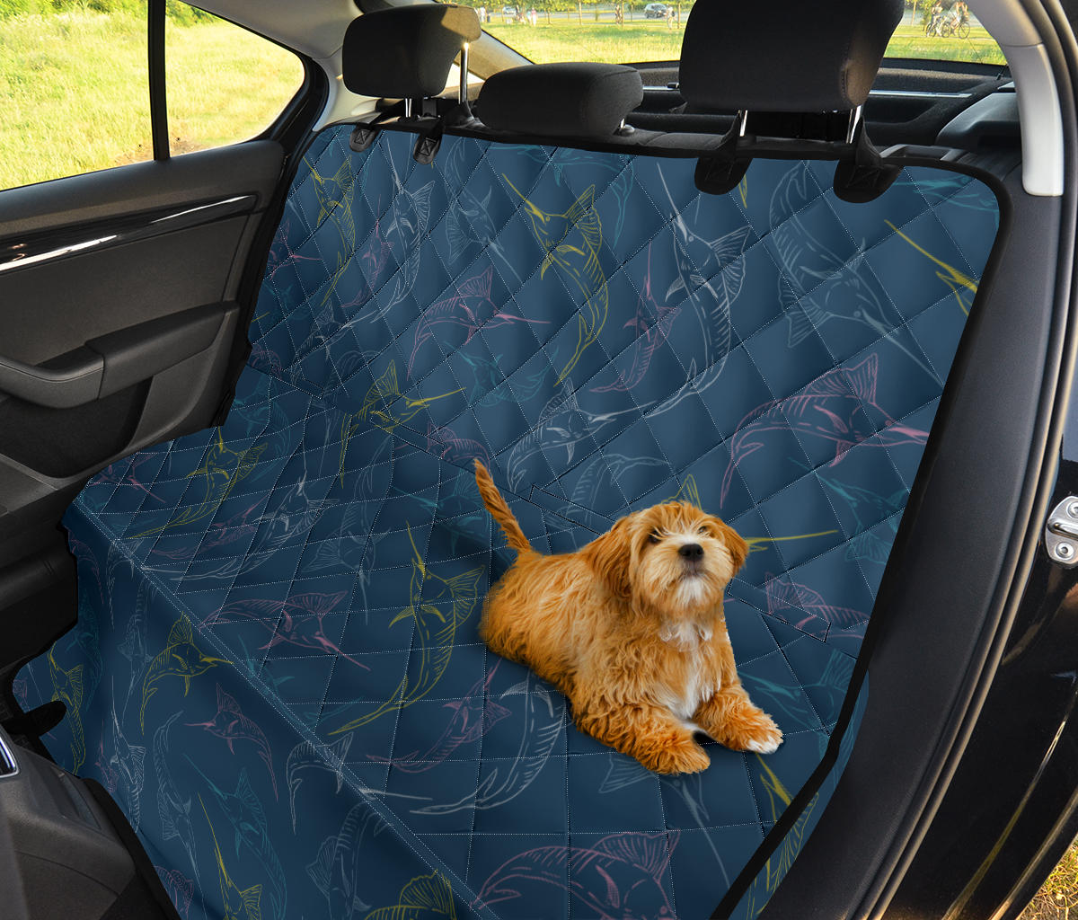 Swordfish Pattern Print Design 02 Rear Dog Car Seat Cover Hammock
