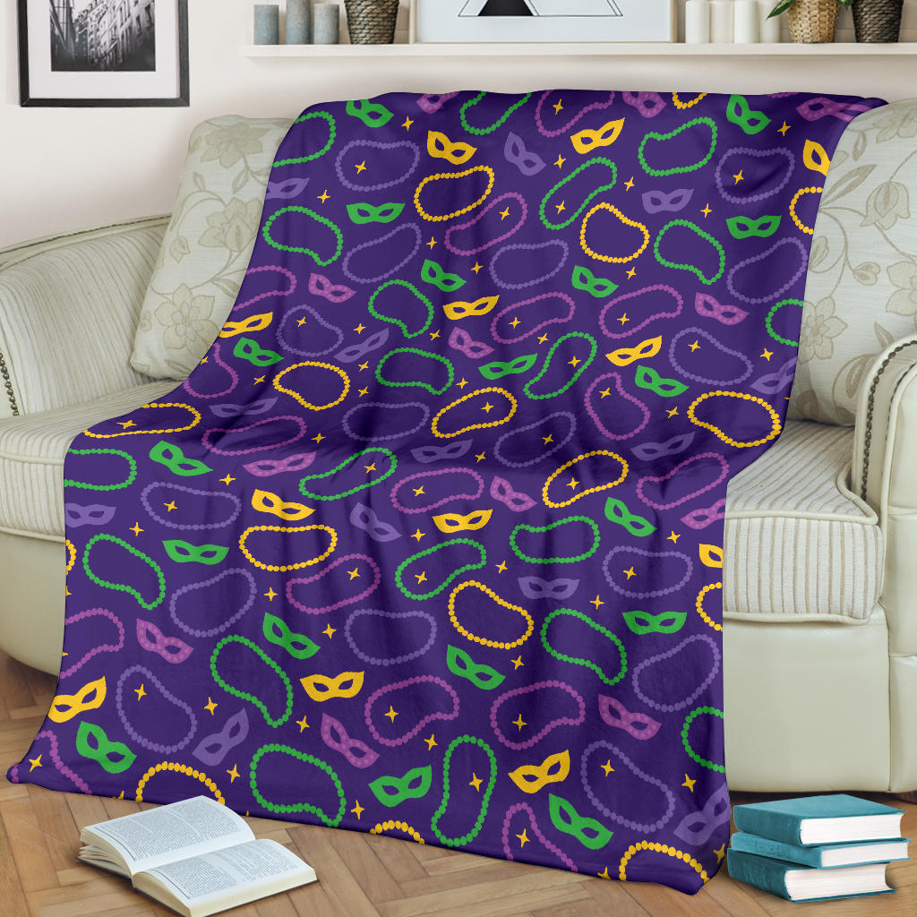 Mardi Gras Pattern Print Design 04 Premium Blanket