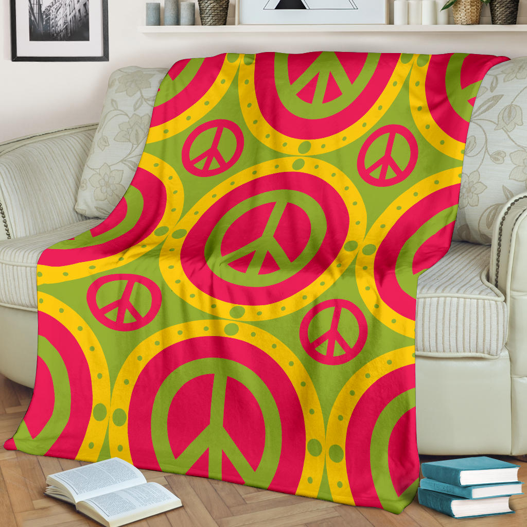 Peace Sign Pattern Print Design A01 Premium Blanket