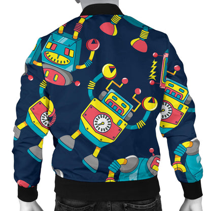 Robot Pattern Print Design A05 Men Bomber Jacket