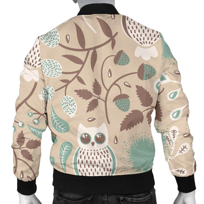 Owl Pattern Print Design A02 Men Bomber Jacket