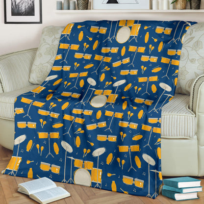 Drum Set Pattern Print Design 03 Premium Blanket