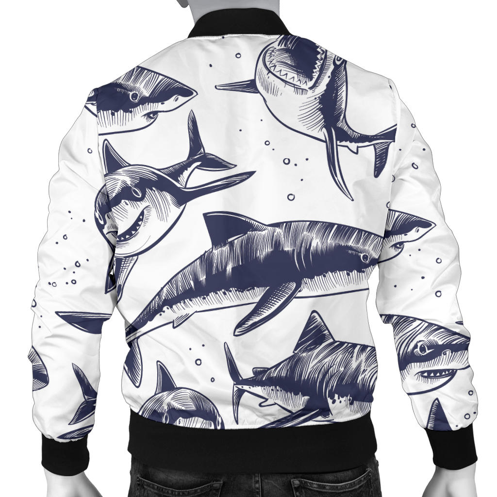 Great White Shark Pattern Print Design 02 Men Bomber Jacket