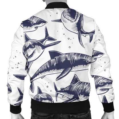 Great White Shark Pattern Print Design 02 Men Bomber Jacket