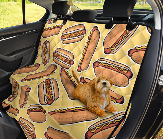 Hot Dog Pattern Print Design 01 Rear Dog Car Seat Cover Hammock