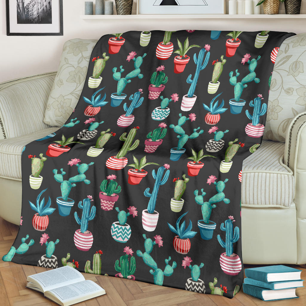 Cactus Pattern Print Design 02 Premium Blanket
