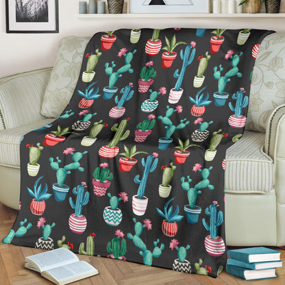 Cactus Pattern Print Design 02 Premium Blanket
