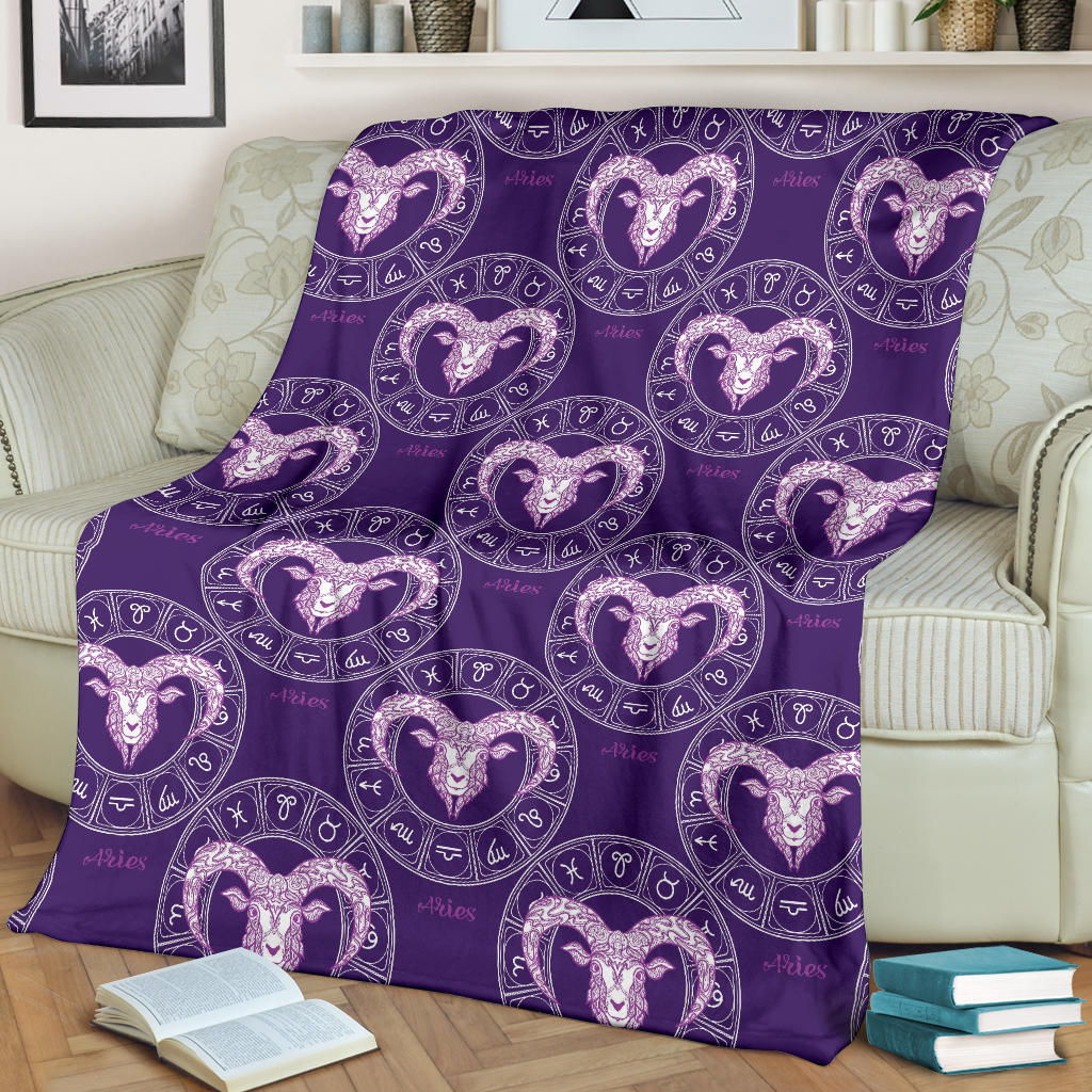 Aries Zodiac Pattern Print Design 02 Premium Blanket