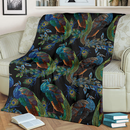Peacock Pattern Print Design A04 Premium Blanket