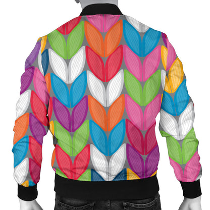 Knit Pattern Print Design 01 Men Bomber Jacket
