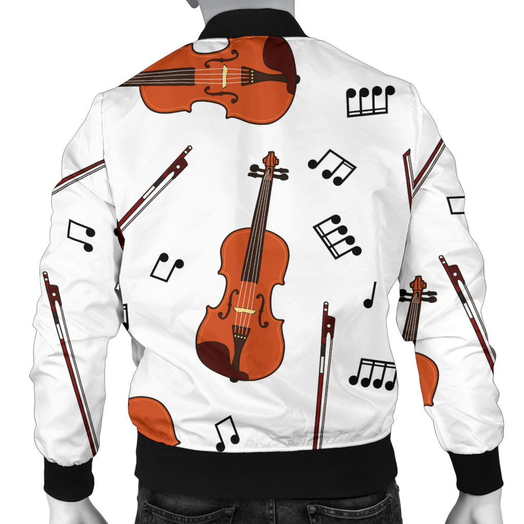 Violin Pattern Print Design 02 Men Bomber Jacket
