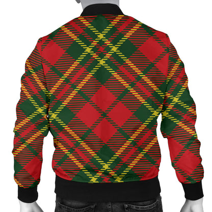 Plaid Holiday Pattern Print Design A01 Men Bomber Jacket