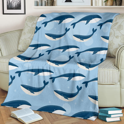 Blue Whale Pattern Print Design 02 Premium Blanket