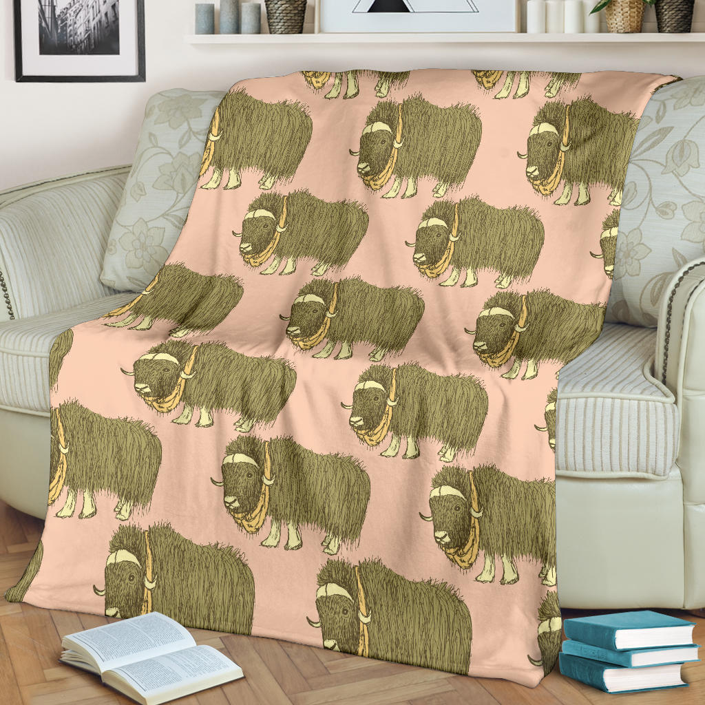 Yak Pattern Print Design 01 Premium Blanket