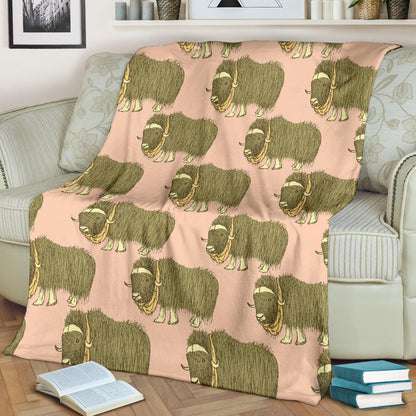 Yak Pattern Print Design 01 Premium Blanket