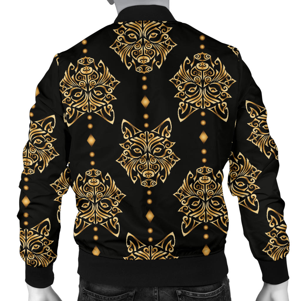 Aztec Wolf Pattern Print Design 04 Men Bomber Jacket