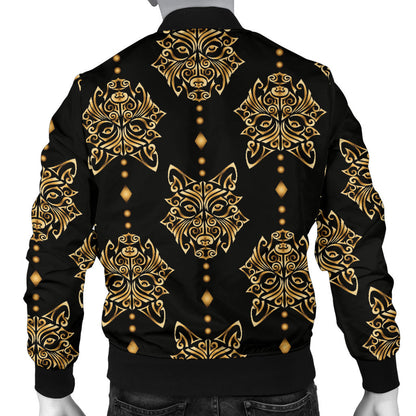 Aztec Wolf Pattern Print Design 04 Men Bomber Jacket