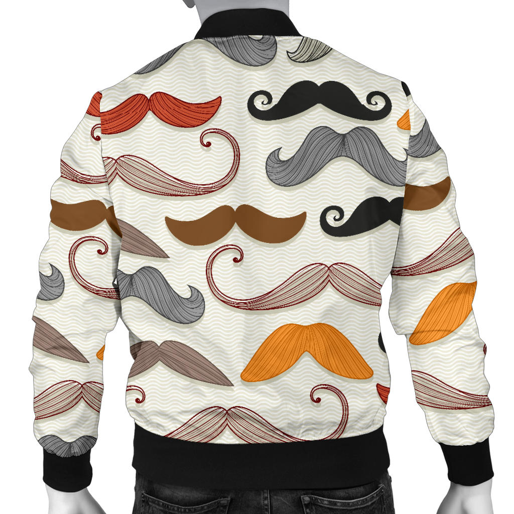 Mustache Pattern Print Design A02 Men Bomber Jacket