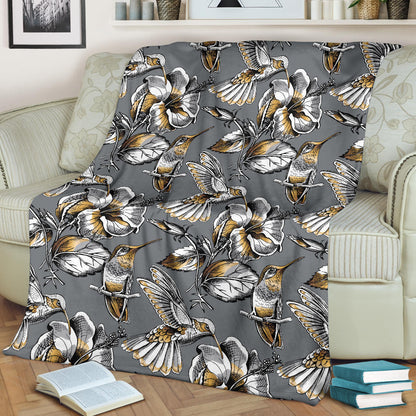 Hummingbird Pattern Print Design 02 Premium Blanket