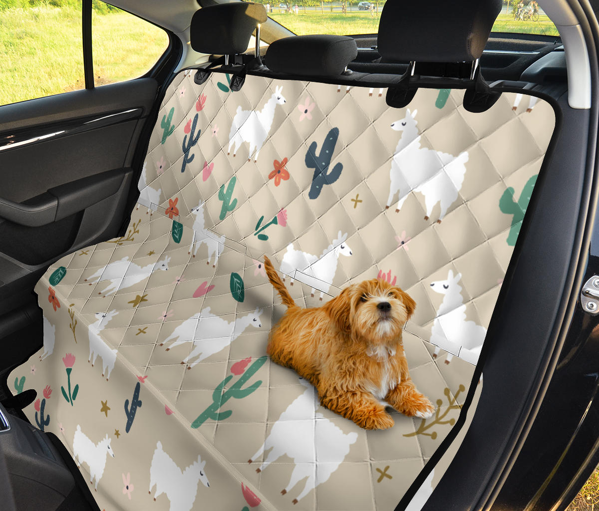 Llama Cactus Pattern Print Design 09 Rear Dog Car Seat Cover Hammock