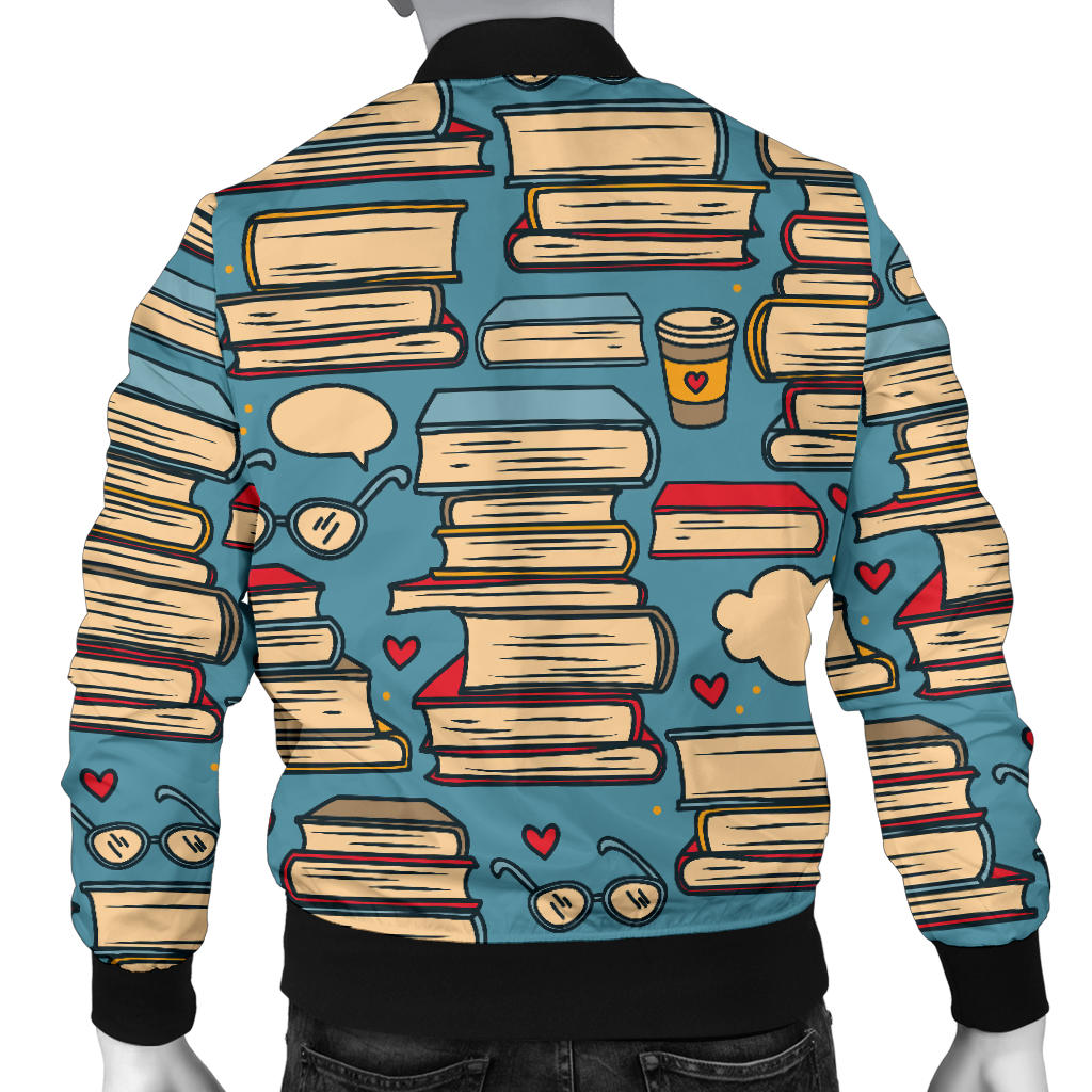 Book Pattern Print Design 03 Men Bomber Jacket