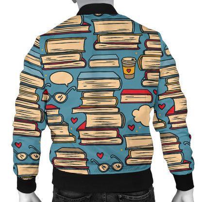 Book Pattern Print Design 03 Men Bomber Jacket