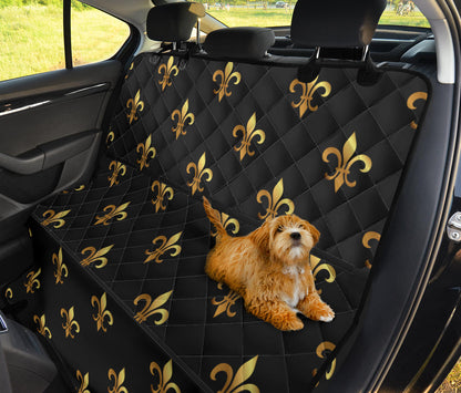 Fleur De Lis Gold Pattern Print Design 03 Rear Dog Car Seat Cover Hammock