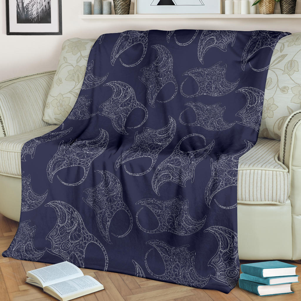 Manta Ray Pattern Print Design 01 Premium Blanket