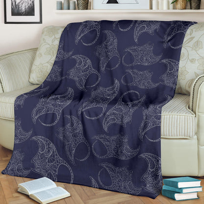 Manta Ray Pattern Print Design 01 Premium Blanket