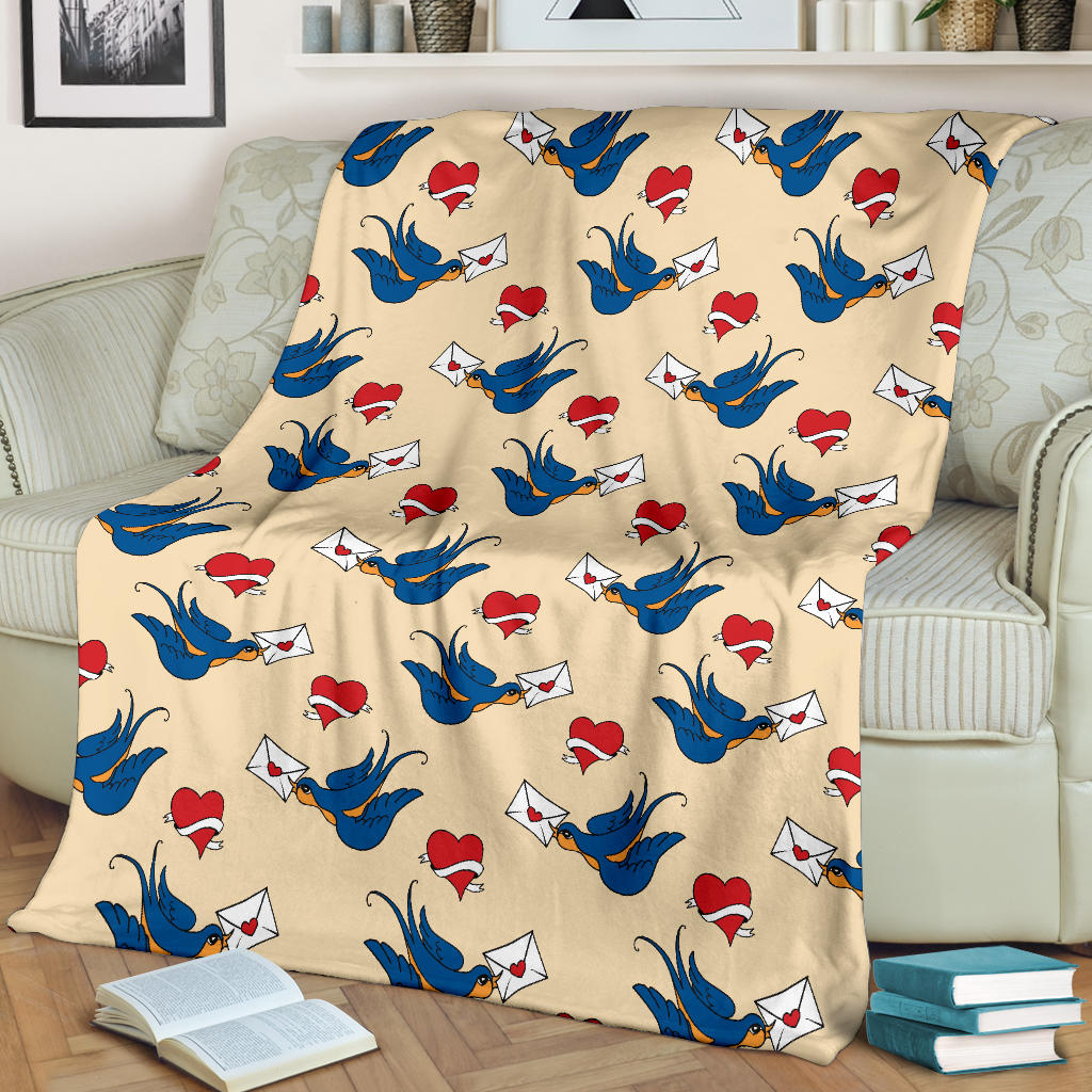 Swallow Bird Pattern Print Design 05 Premium Blanket