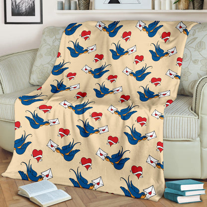 Swallow Bird Pattern Print Design 05 Premium Blanket