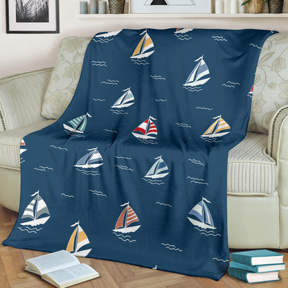 Sailing Ships Pattern Print Design A02 Premium Blanket