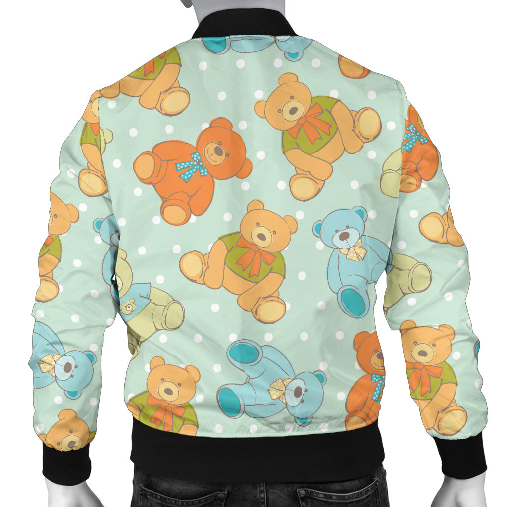 Bear Pattern Print Design 02 Men Bomber Jacket
