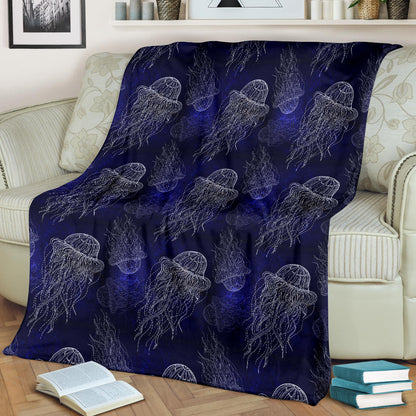 Jellyfish Pattern Print Design 02 Premium Blanket
