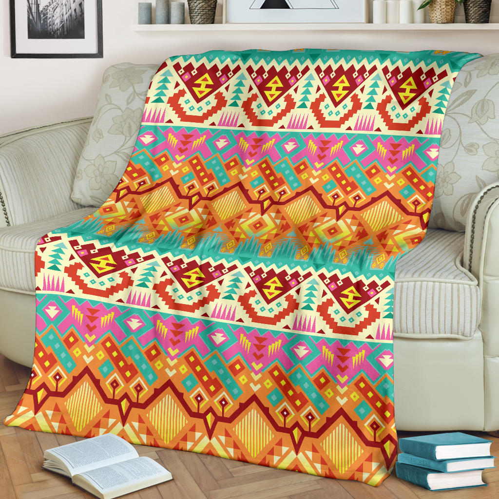 Aztec Pattern Print Design 03 Premium Blanket