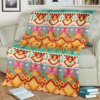 Aztec Pattern Print Design 03 Premium Blanket