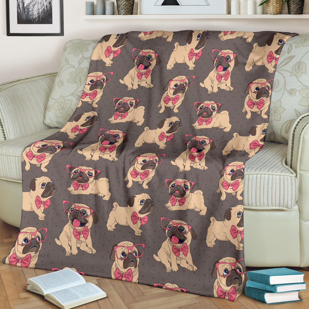 Pug Pattern Print Design A05 Premium Blanket