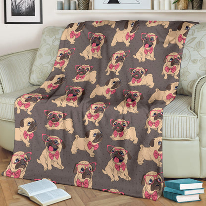 Pug Pattern Print Design A05 Premium Blanket