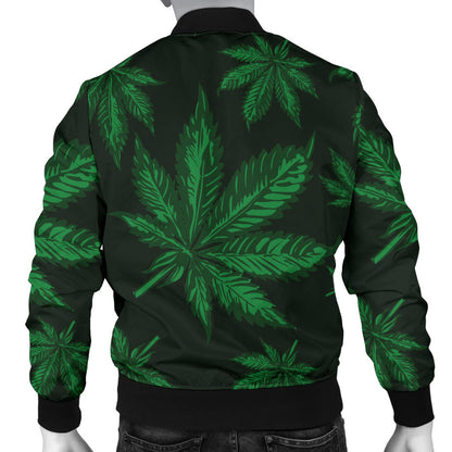 Pot Leaf Pattern Print Design A04 Men Bomber Jacket